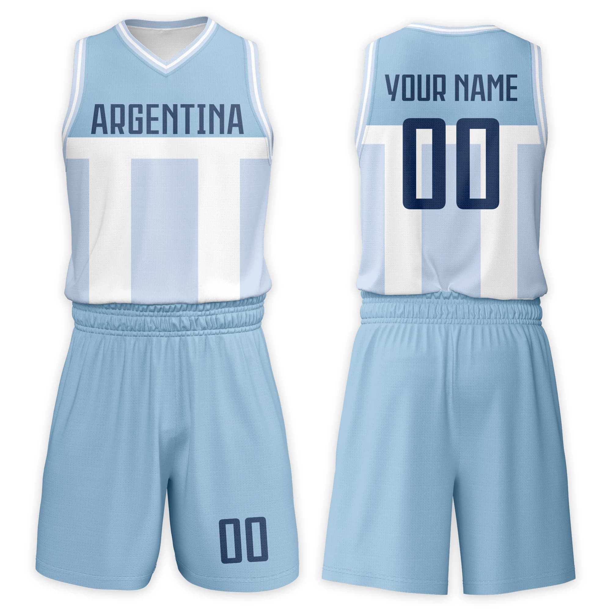 Maglia da basket per bambini Argentina personalizzata Set Nome personalizzato Numero Uniforme sportiva giovanile per outfit da basket per ragazzi e ragazze