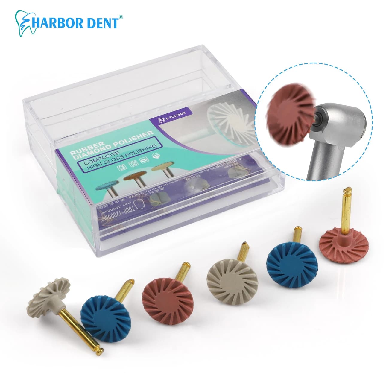 6Pcs/box Dental Composite Resin Polishing Wheel Spiral Drill Bit Diamond Disc Set 2.35MM Efficient Teeth Whitening Care Tool