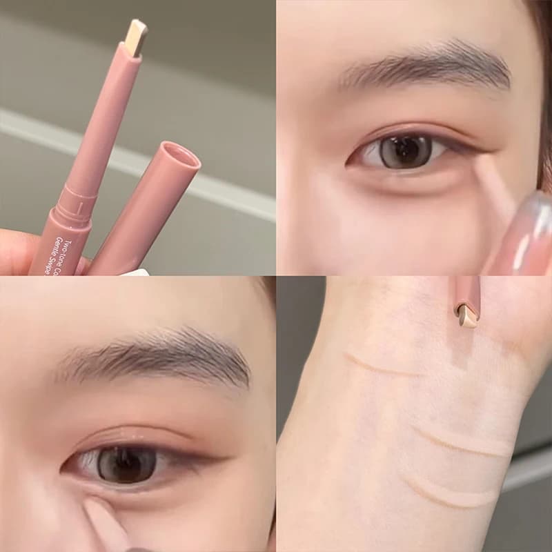 Two-tone Paste Lying Silkworm Pen Under Eye Liner Brighten Shadow Makeup Pencil Nude Pink Beige Lower Eyelid Highlighter Contour