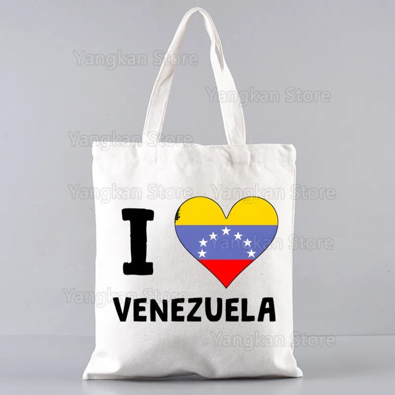 Venezuela Print Reusable Picnic bag Women Canvas Tote Bags Printing Eco Bag Cartoon Shopper Picnic bags