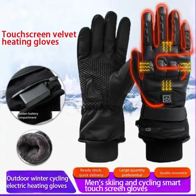 Electric Heated Touchscreen Gloves for Men Winter Outdoor Motorcycle Riding Waterproof Warmth Charging Gloves Unisex Snow Gloves