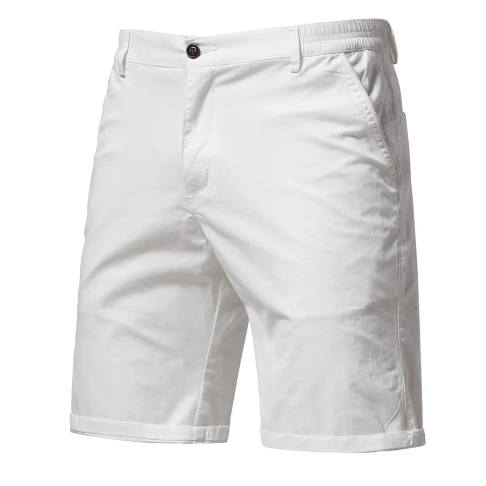 Y2K Estate Nuovo 100% Cotone Bianco Pantaloncini da palestra Mens Casual Business Social Elastico in vita Cargo Shorts Bermuda Pantaloncini da spiaggia per uomo