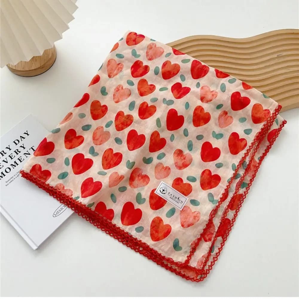 Elegant Flower Small Square Scarf Scarf Hair Band Floral Cotton Linen Print Scarves Headband Square Handkerchief Female