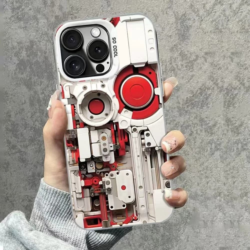 Custodia Protettiva Antiurto con Motivo Meccanico Creativo per iPhone 17 16 15 14 13 12 11 Pro Xs Max Plus Air Mini XR X 17e 16e