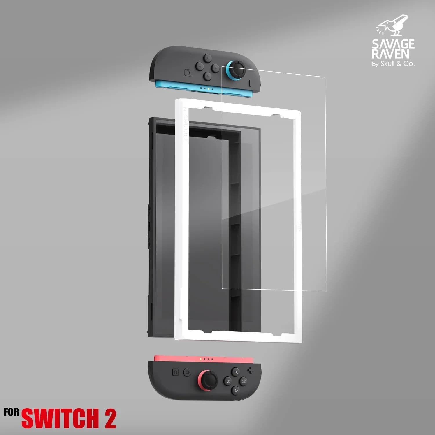 Savage Raven by Skull & Co. Proteggi schermo in vetro temperato con cornice EZ-Align per console di gioco Nintendo Switch 2 (confezione da 2)