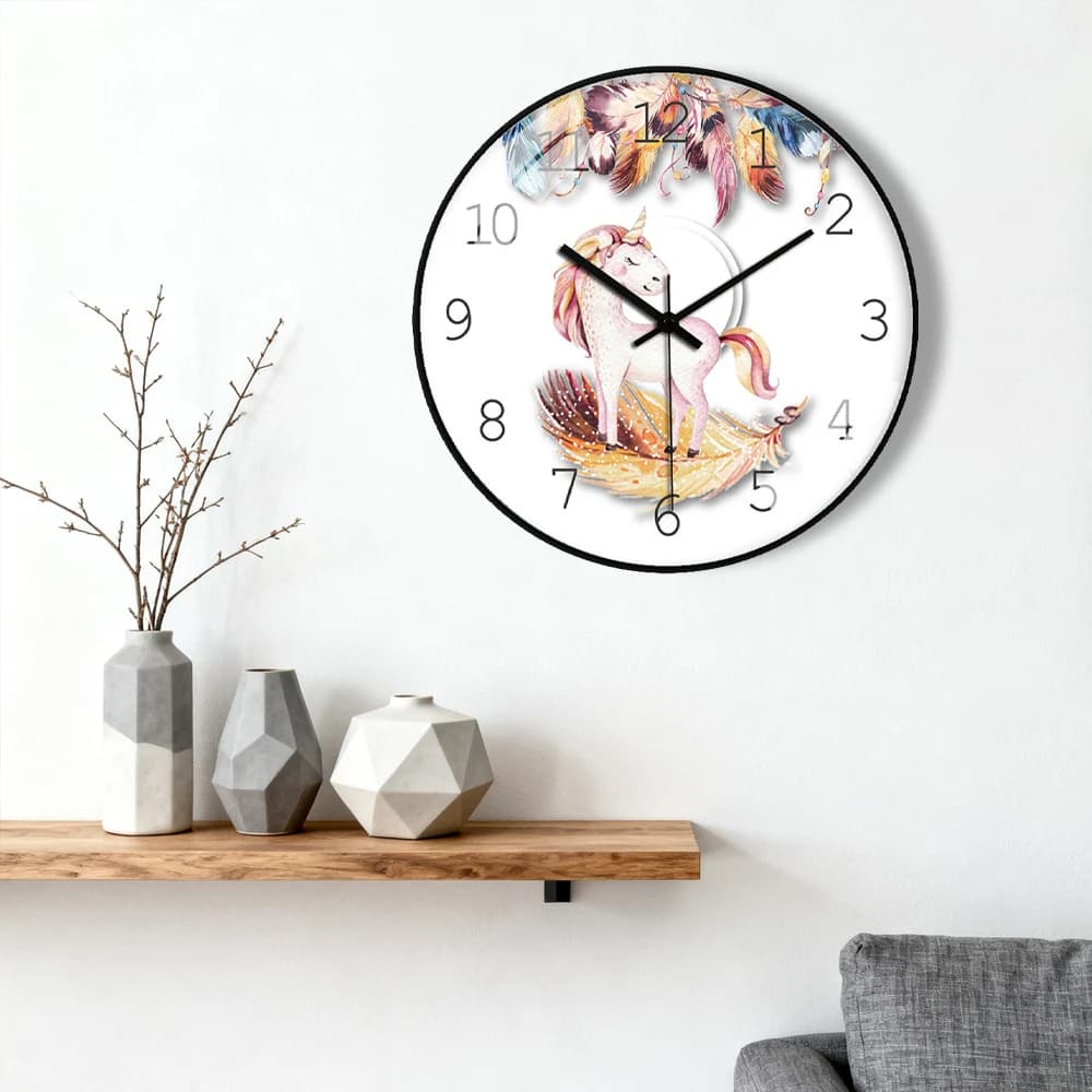 12 inch cartoon shape wall clock with ABS frame, animated pastel design, decoration with silent movement for children's bedroom games room