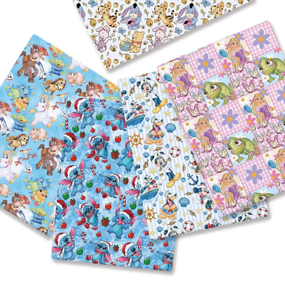Tessuto stampato con cartoni animati Disney co-brandizzati 140x50cm, materiale carino per cartoni animati, zaino fatto a mano, bambola, fai da te per bambini 51735