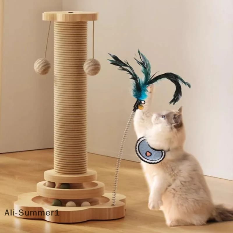 Divertente Sisal Tiragraffi per gatti Struttura da arrampicata per gatti Giradischi Tiragraffi resistente all'usura Giocattolo per gatti Colonna di presa Forniture per gatti