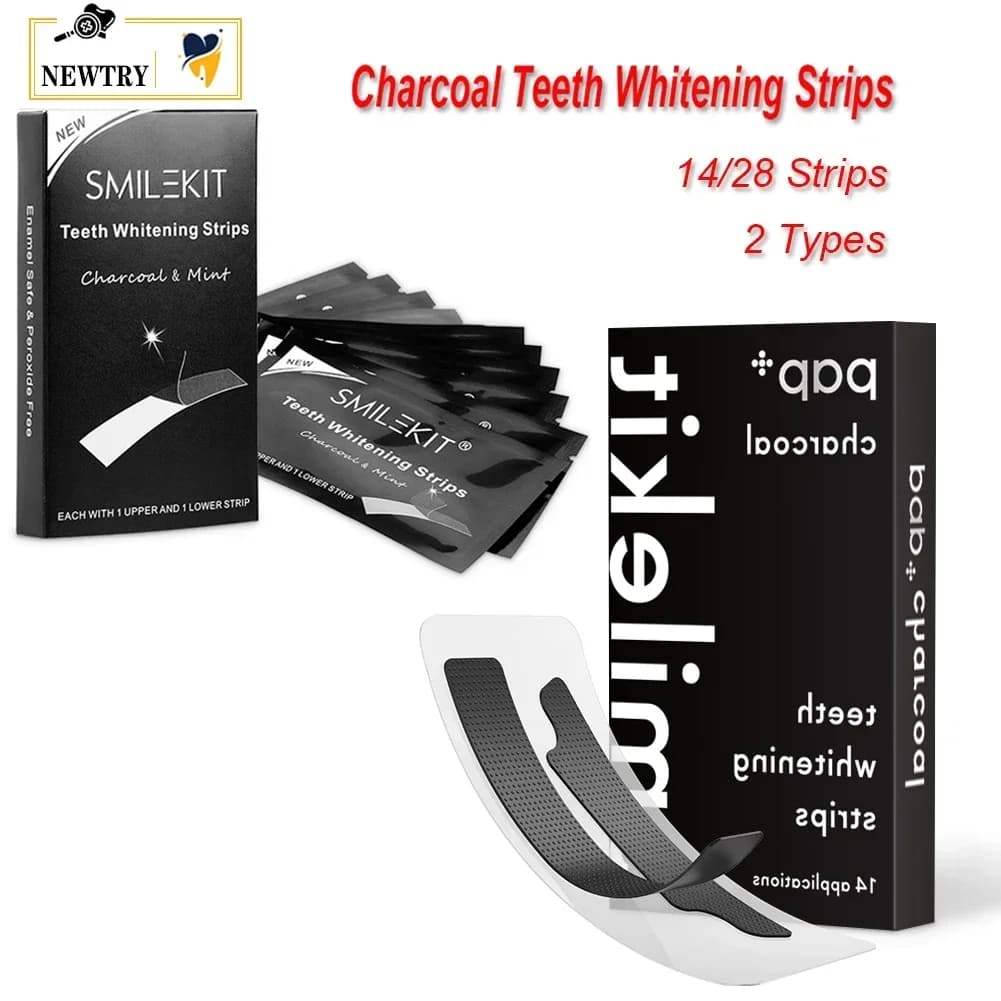 28/14 Pz New PAP + Carbon Gel Teeth Whitening Bamboo Strips Activated Veneers Dentali Teeth Whitening Macchie Hygiene Oral