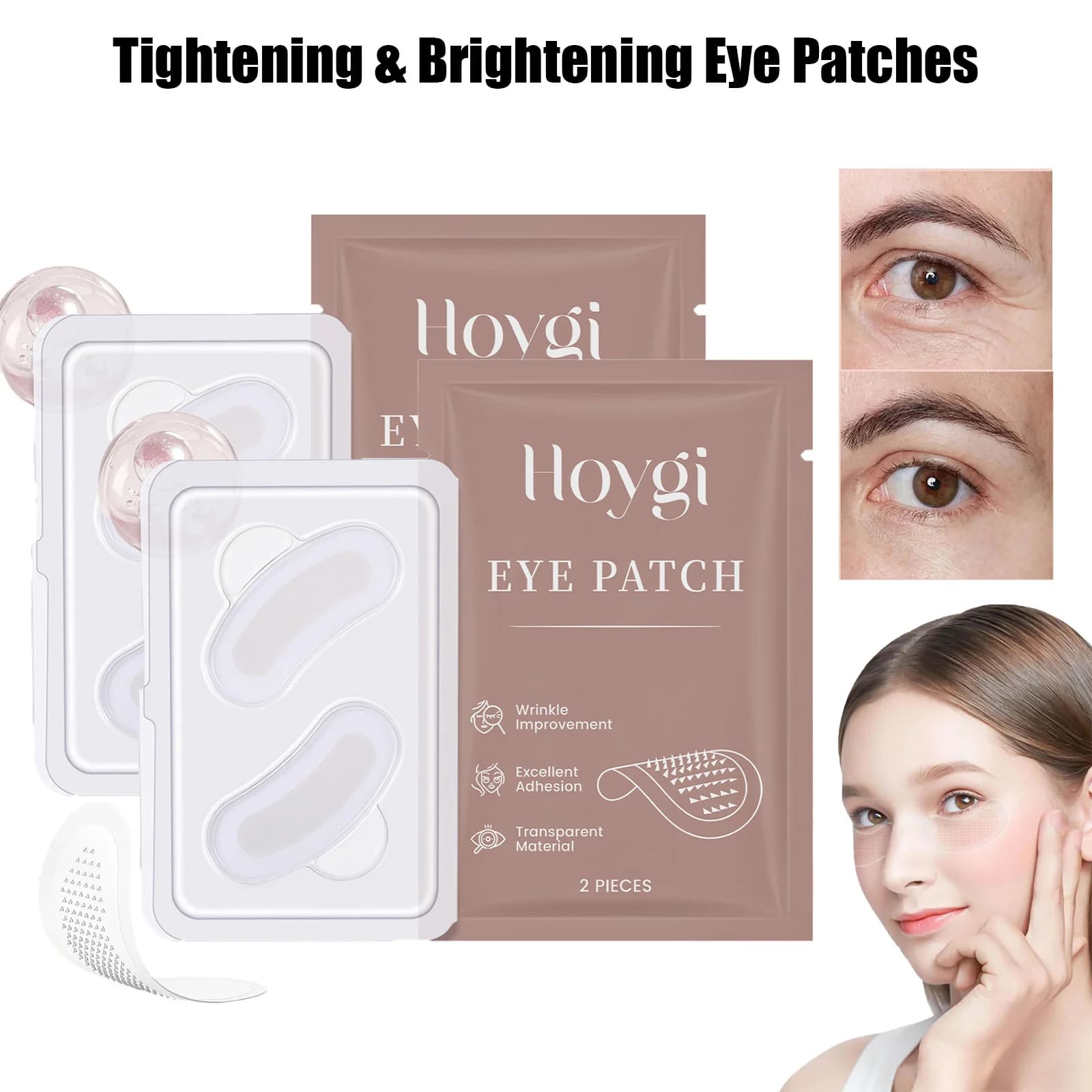 Patch Occhi con Microaghi di Acido Ialuronico da 0,25mm per Occhiaie, Rassodanti e Illuminanti, Idratanti per la Pelle Sotto gli Occhi