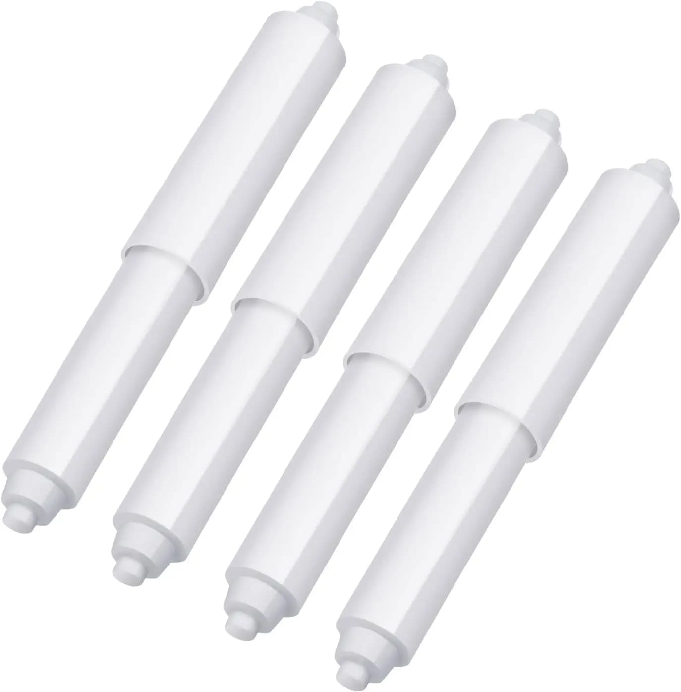 4 Pcs Toilet Paper Holder Replacement Rod Spring Loaded Retractable Plastic for Bathroom Fixtures White