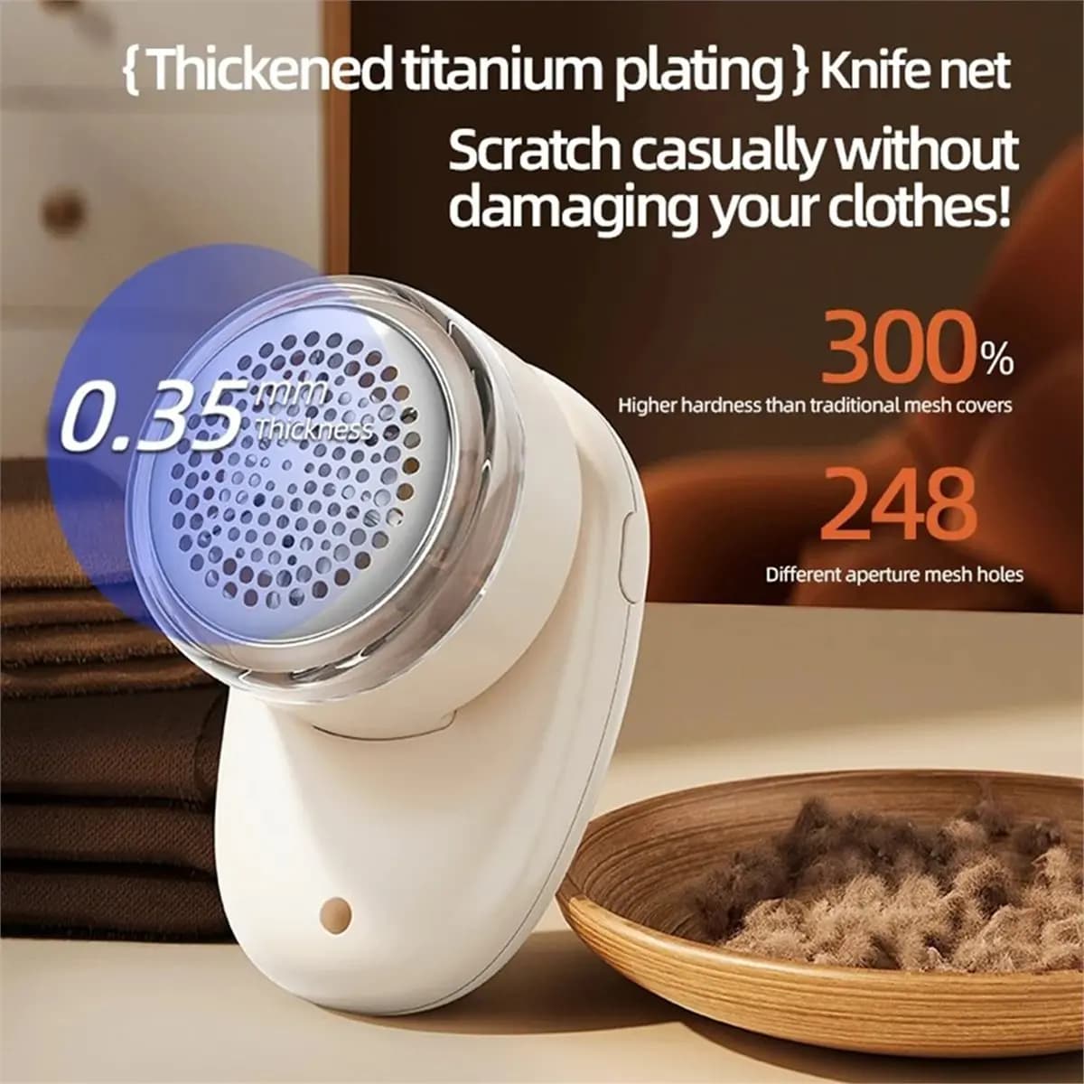 2026 Trend Portable Fabric Shaver Lint Remover with Digital Display 6-Blade Rechargeable USB Type-C Travel Clothes Fuzz Trimmer