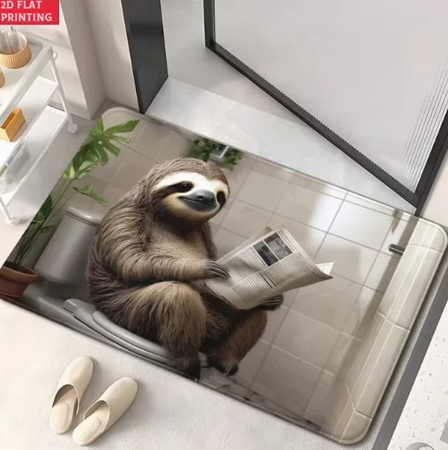 2D Flat Lazy Bear Door Mat Anti Slip Bathroom Floor Mat Absorbing Carpet Bedroom Living Room Entrance Camping Picnic Carpets
