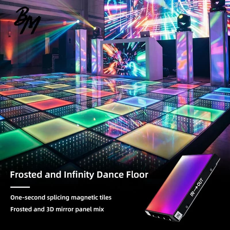 Piastrelle illuminate per servizio di progettazione personalizzata Piastrelle per pista da ballo a LED magnetiche con effetto video per eventi di nozze Noleggio di palcoscenici in discoteca