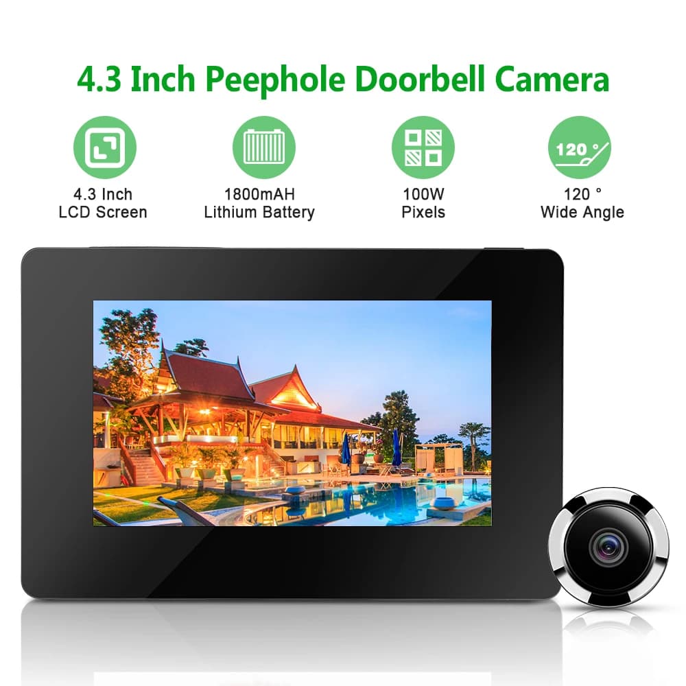 WSDCAM 120 ° grandangolare campanello fotocamera porta occhio 4.3 pollici porta spioncino visualizzatore sicurezza domestica monitoraggio digitale della porta