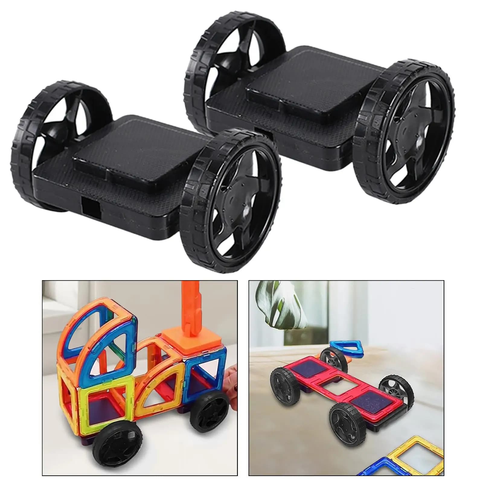 2Pcs magnete giocattoli ruote Base ruote magnetiche Base di costruzione giocattoli per bambini accessorio per piastrelle magnetiche