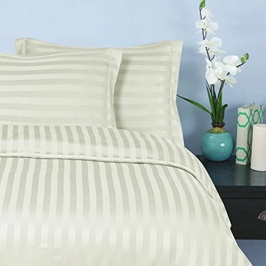 6 Piece Bed Sheets Polyester King Off-White 1800 Thread Count