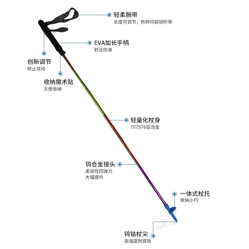 Professional folding walking poles in aluminium alloy, trekking poles for outdoor trail running accessories