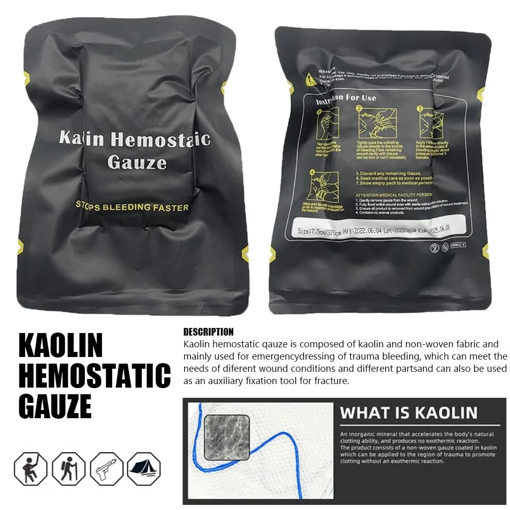 Caolino emostatico compressione garza emergenza fasciatura esterna fissazione IFAK Trauma medicazione fasciatura Kit di pronto soccorso