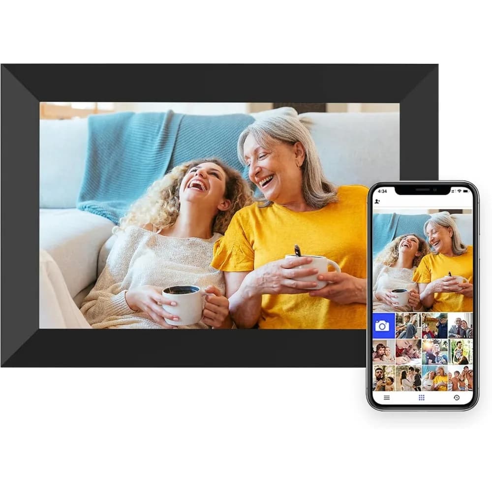 Cornice Digitale WiFi da 10.1 Pollici con Schermo Touch IPS HD 1280x800, Rotazione Automatica e Presentazione di Diapositive, Condivisione Foto da Remoto
