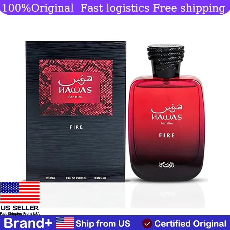 RASASI Hawas Fire Eau De Parfum Spray 100ML Intense and Durable Female Arabic Perfume with Feromoni, Colonia Portatile
