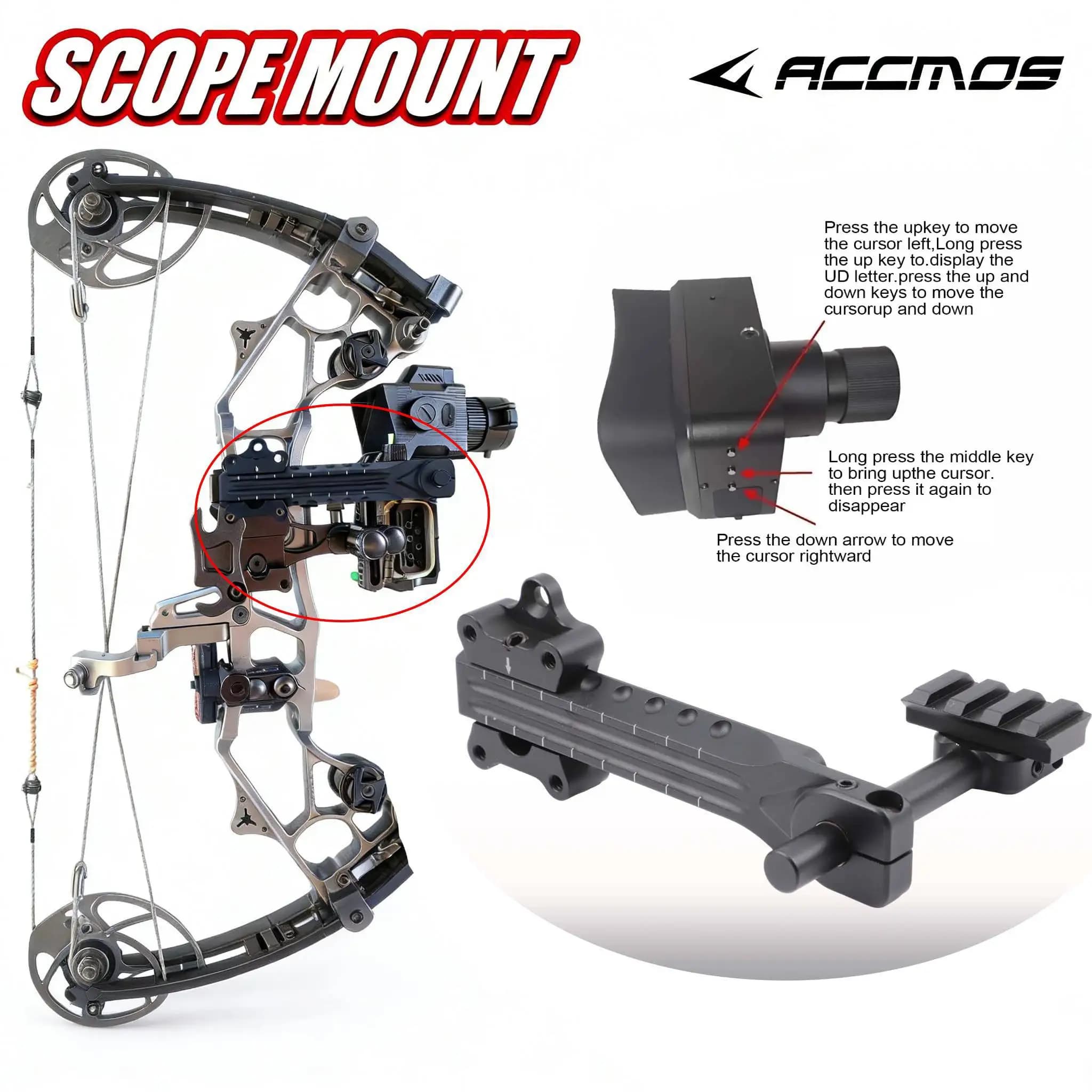 Set di Accessori per Tiro con l'Arco ACCMOS: Supporto per Freccia e Controllo Mirino Lavorati a CNC (170g) per Arco Compound da Caccia