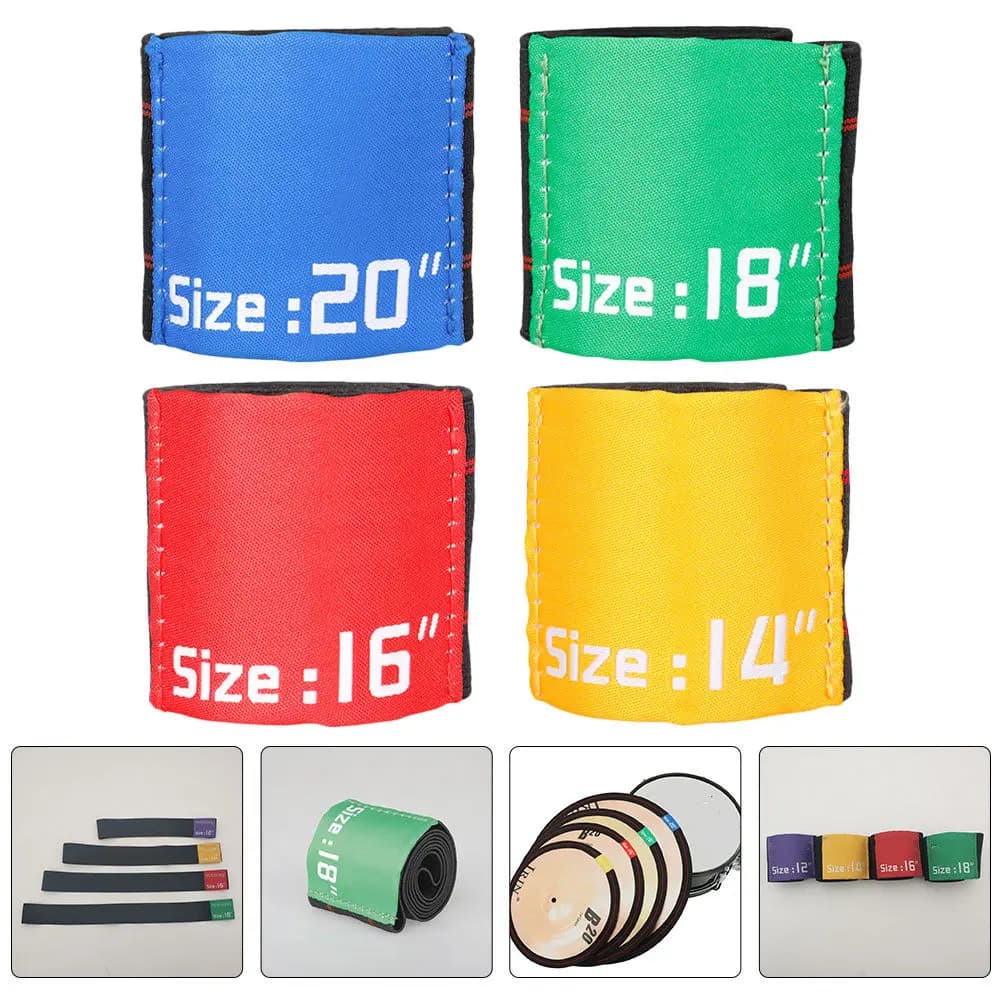 4Pcs Static Noise Reduction Drum Cymbal Mute Belts Elastic Muffs for Drumming Practice Silent Pads Percussion Accessories