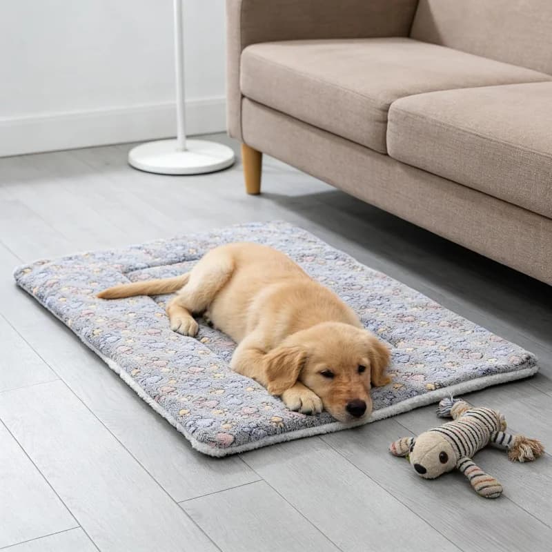 Large Dog Bed Cotton Mat with Bolster Anti Slip Bottom Pet Sleeping Pad 3 Sizes for Small Medium Large Dogs Cats Pet Supplies