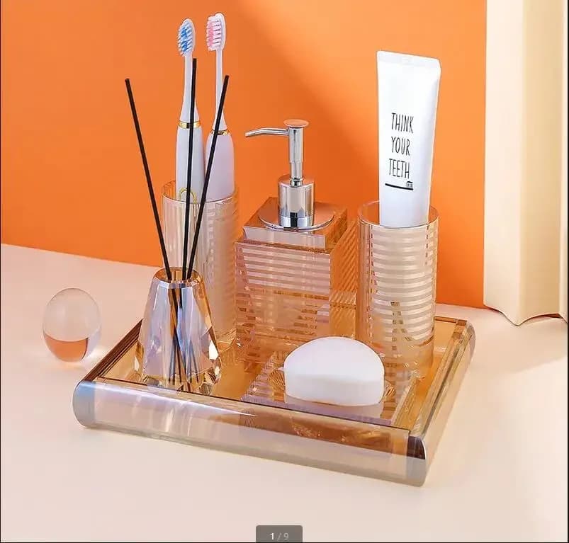 Creative Crystal Glass Bathroom Kit Soap Dispenser Mouthwash Cup Set Aromatherapy Bottle Soap Dish Home Bathroom Accessories Set