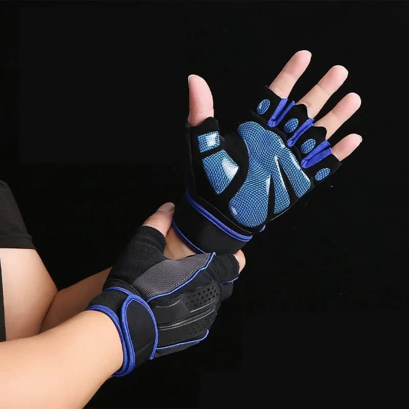 1 paio di guanti mezze dita antiscivolo fitness adatti per ciclismo, equitazione, moto, uomini e donne, guanti neri da sci