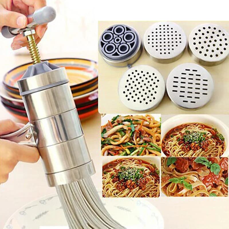 Macchina per la produzione di noodle per pasta in acciaio inossidabile Tagliatelle fatte a mano Strumento per pressa per zuppa Spaghetti Cucina Taglierina manuale per noodle