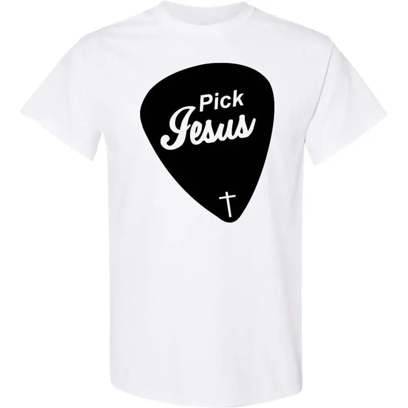 Inktastic Pick Jesus Christian T-Shirt Guitar Rock Mens Clothing Apparel Tees