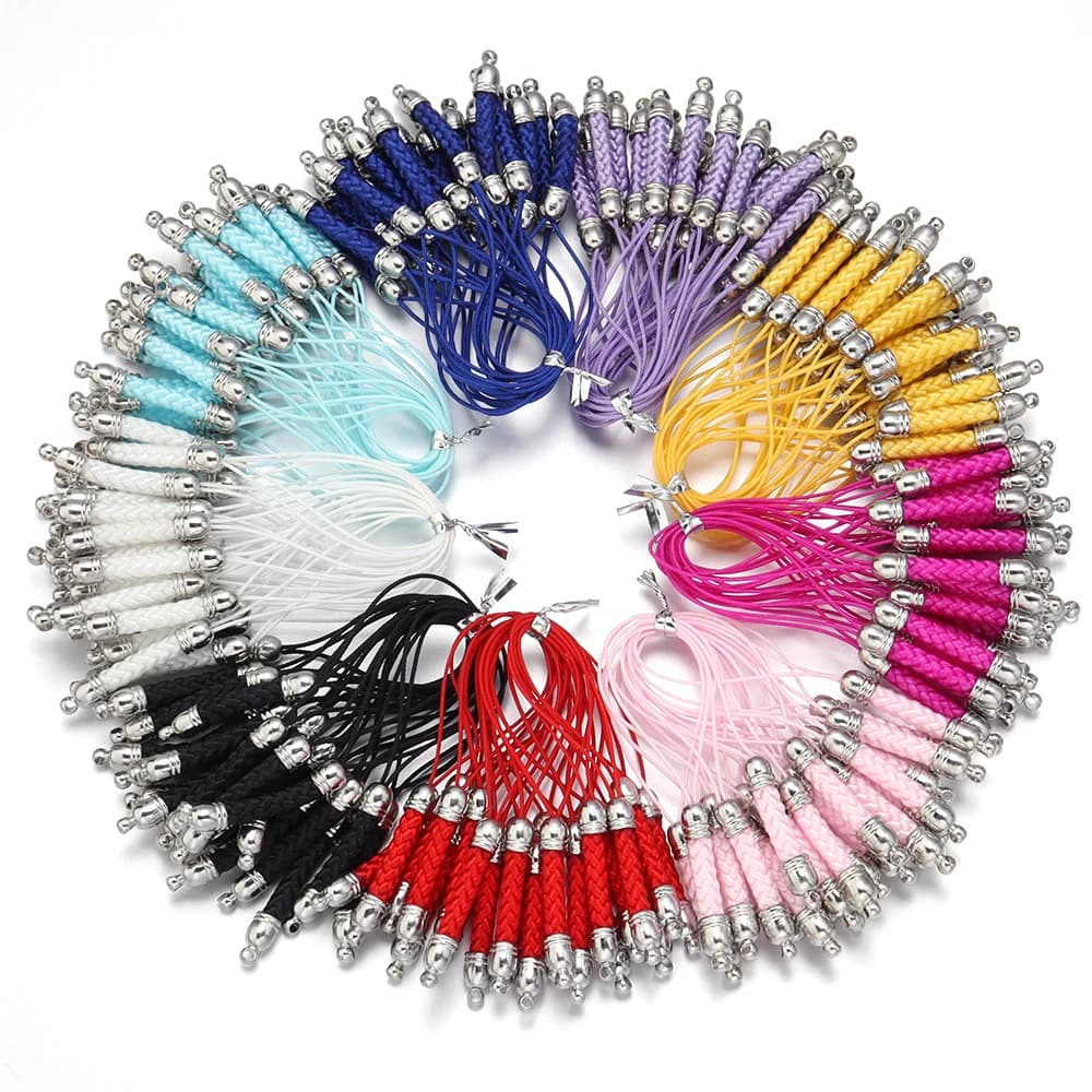 10-piece Keychain Cord with Jumping Rings, Weaving Cord, Lariat Strap Cord, for DIY Keychain Decorations