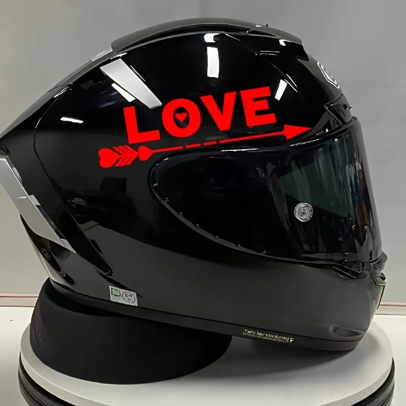 Set di 2 Adesivi in Vinile con Design a Freccia d'Amore, Decalcomania Impermeabile per Casco Moto, Finestrino e Carrozzeria Auto