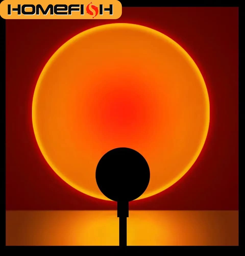 HOMEFISH LED Projection Lamp with Sunset Effect, USB Atmosphere Light for Bedroom, Living Room, Photography, Wall Decoration, Birthday Party