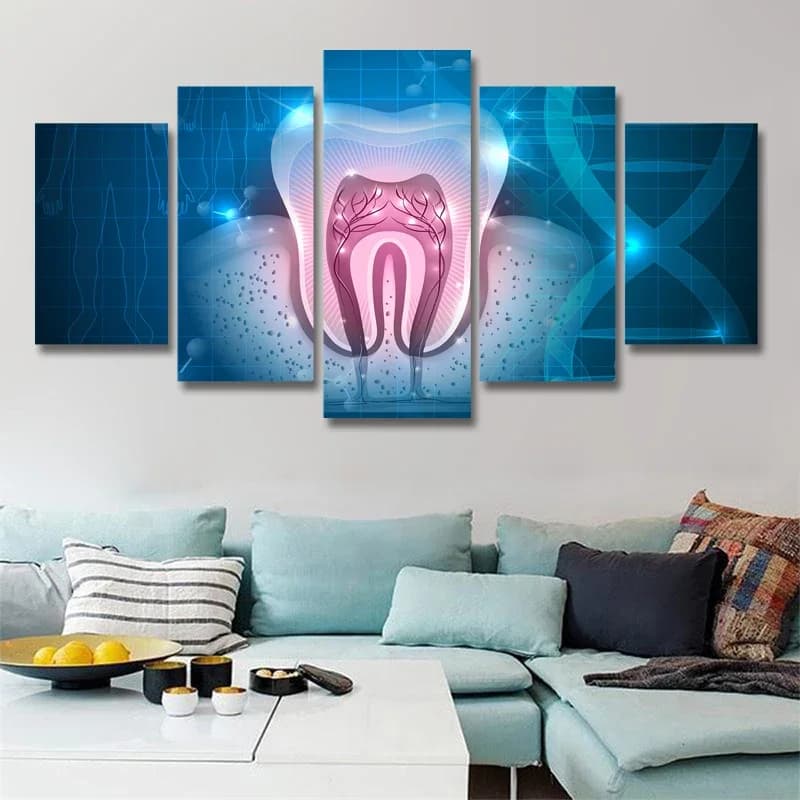 Frameless On Canvas 5 Pieces Dental Geometric Tooth Rays X Wall Art Poster Pictures Painted Decorations For House Furniture Room 15