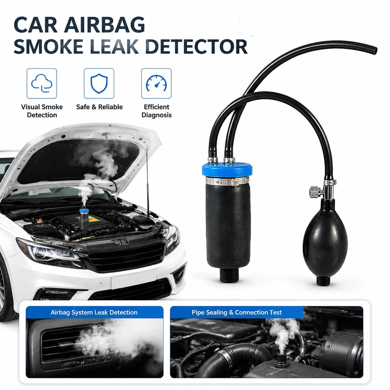 12V Automotive Smoke Leak Detector Inflatable Bladder Tester Car Vacuum EVAP Leak Diagnostic Repair Tool