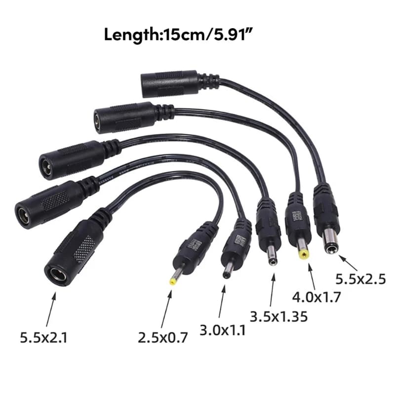 Cavo di alimentazione cc 1X adattatore maschio-femmina 5.5x2.1 femmina a 5.5x2.5mm 3.0x1.1mm 2.5x0.7mm 3.5x1.35mm connettore maschio 4.0x1.7mm