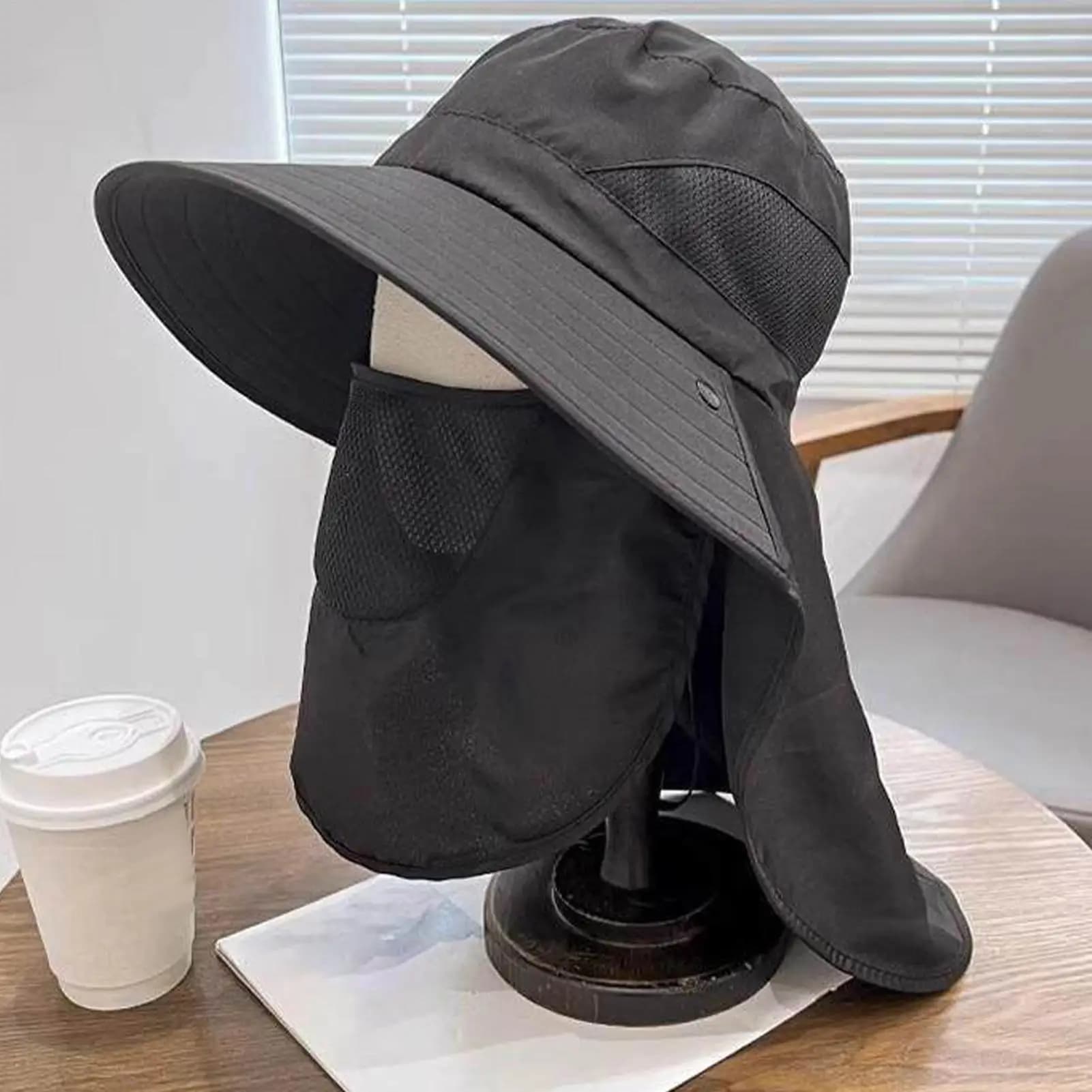 Sun Fishing Hat Bucket Hat with Neck Cover Breathable Wide Brim Summer UV Protection Hat for Camping Travel Holiday Beach