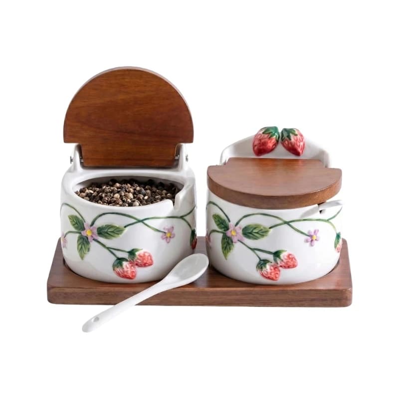 Seasoning Jar Set with 2 Similar Jars for Kitchen Counter and Dining Table Use, Shared Storage for Salt Sugar Pepper During 37JD