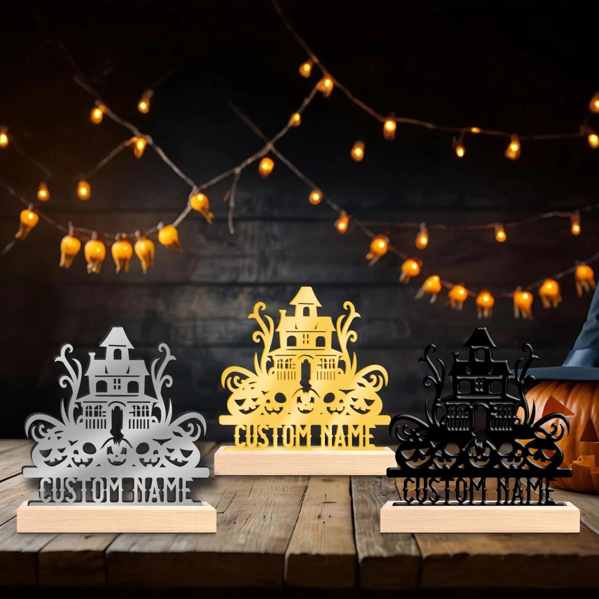 1pc Personalized Desktop Metal Ornaments Customizable Content Equipped with A Wooden Base Unique Desktop Decoration Custom Gifts