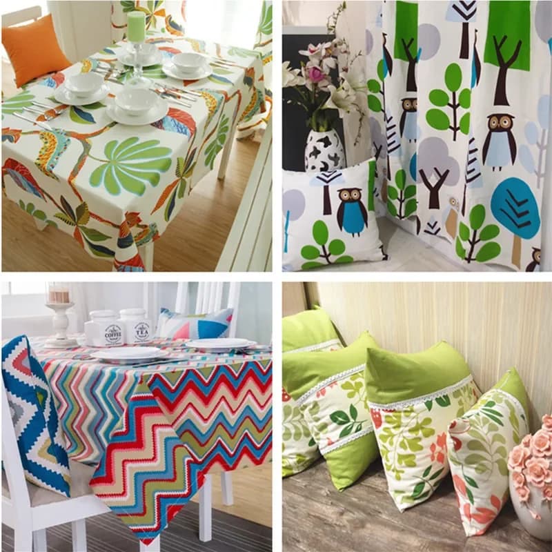 240cm Printed Cotton Tablecloth Canvas Fabric Curtain Sofa Pillowcase Sheet Fabrics Wholesale Cloth Diy Sewing Home Textiles