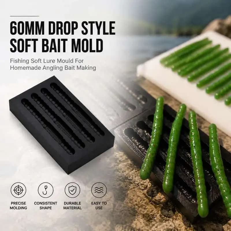 Drop Type Soft Fishing Bait Mould 60mm Lure Casting Mold For Handmade Angling Soft Bait