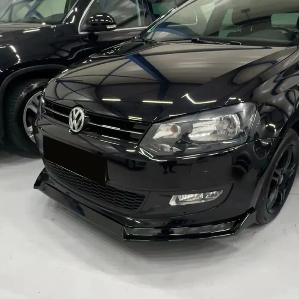 Car Front Bumper Lip Splitter Spoiler Diffuser For VW Polo MK5 6R TSI TDI Standard Pre‑Facelift 2009-2014 Tuning Gloss Black