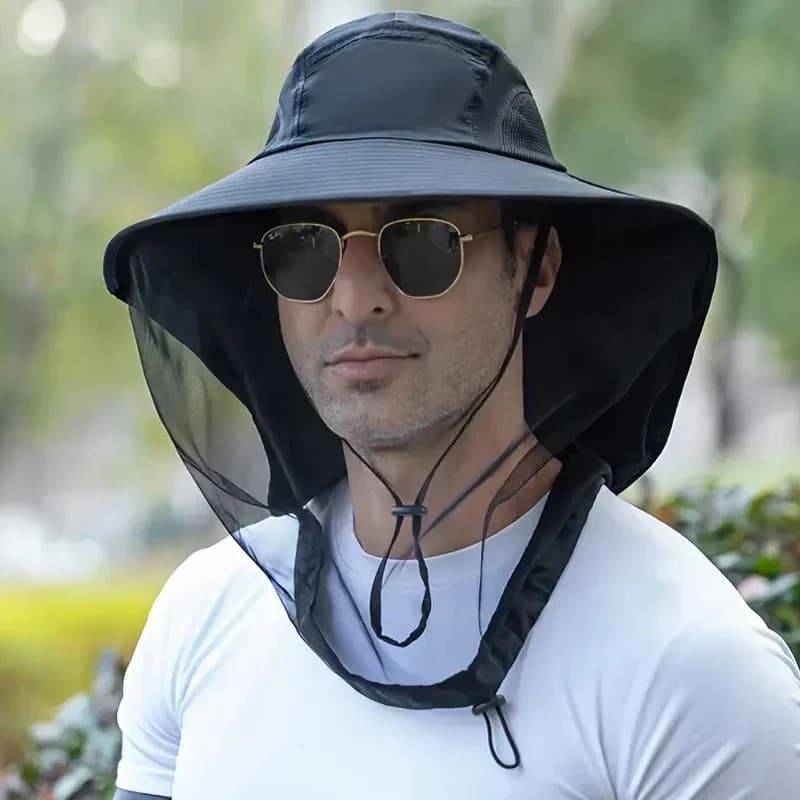 New Foldable Mosquito Hat with Hidden Net Mesh Unisex Fashion Repellent Insect Bee Protection Bucket Hat Sunscreen Fishing Cap
