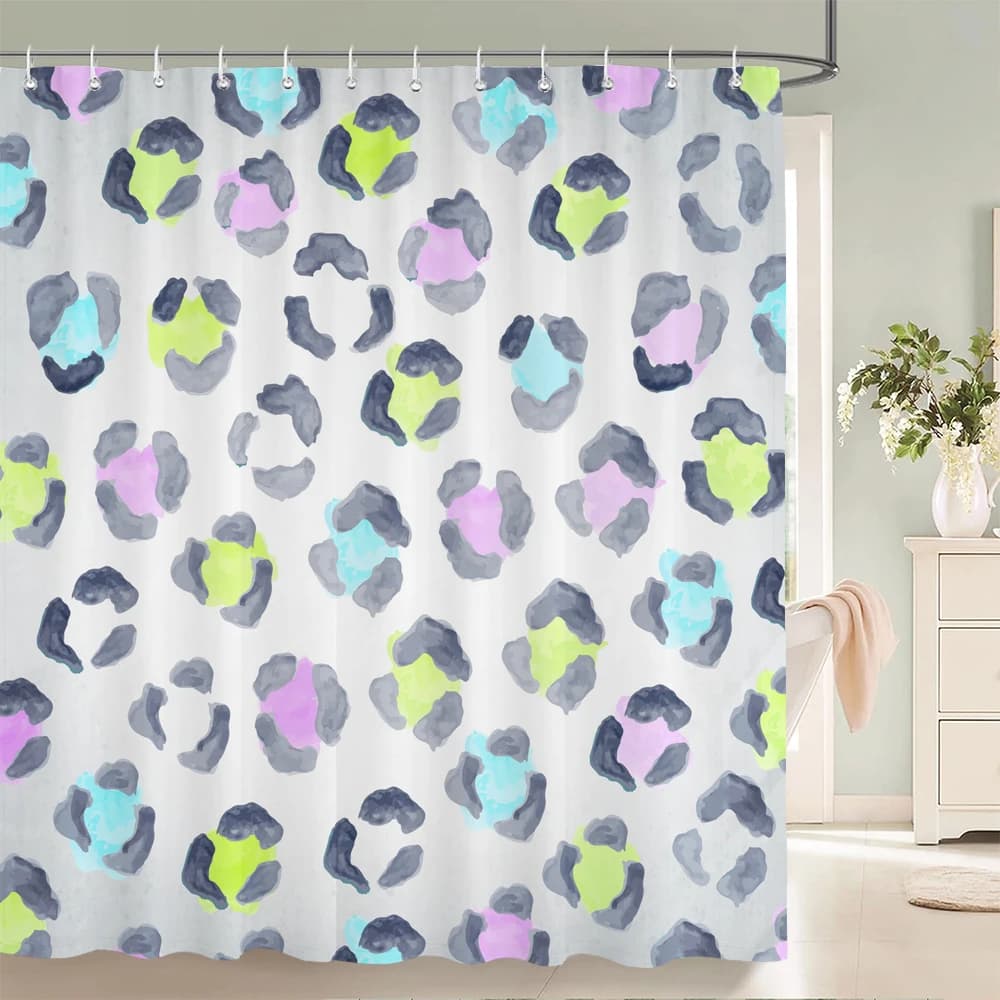 1PC tenda da doccia stampata leopardo decorazione del bagno di casa stampa tessuto in poliestere tende da bagno moderne con ganci