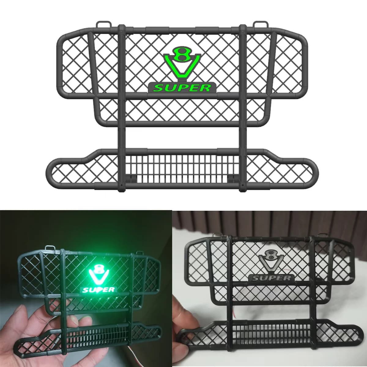 Paraurti anteriore in plastica Bullbar con luci a LED per 1/14 Tamiya RC autocarro con cassone ribaltabile SCANIA R620 VOLVO Mercedes-Benz ACTROS 3363 MAN Parti