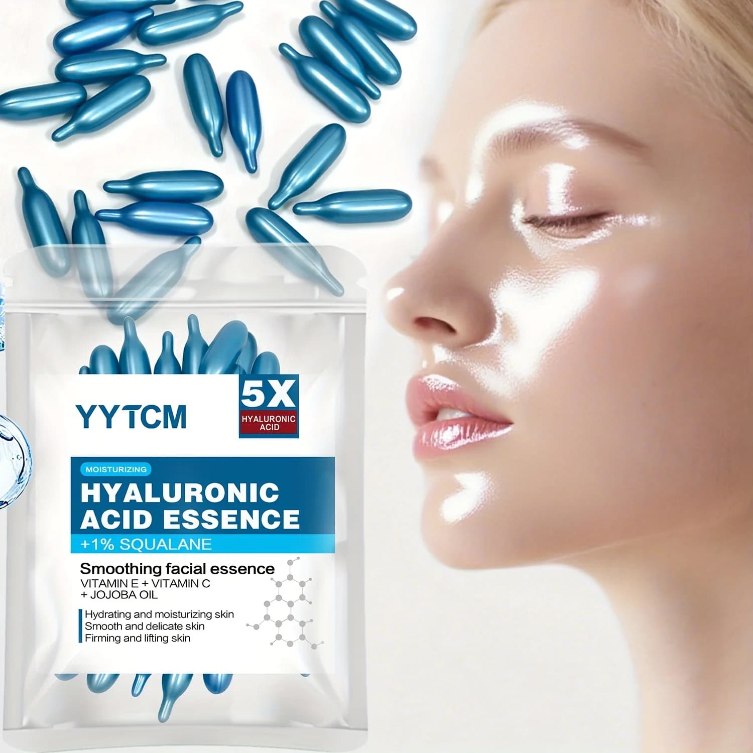 Hyaluronic Acid Deep Moisturizing Capsule Essence, Moisturizing Skin Essence and Deep Clearing (0.4 gx30 capsules)/pack -1 bag