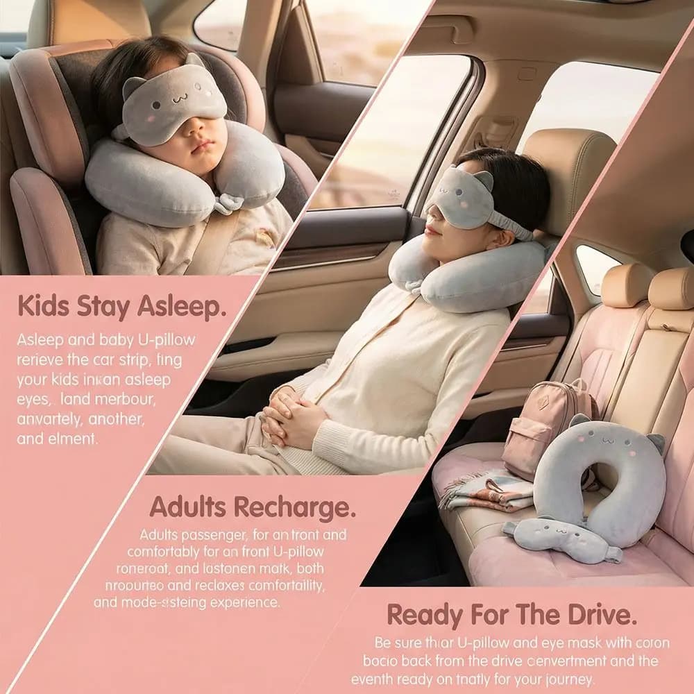 Cuscino a U Carino e Confortevole, Supporto Ergonomico per il Collo, Morbida Maschera per Occhi Portatile da Viaggio