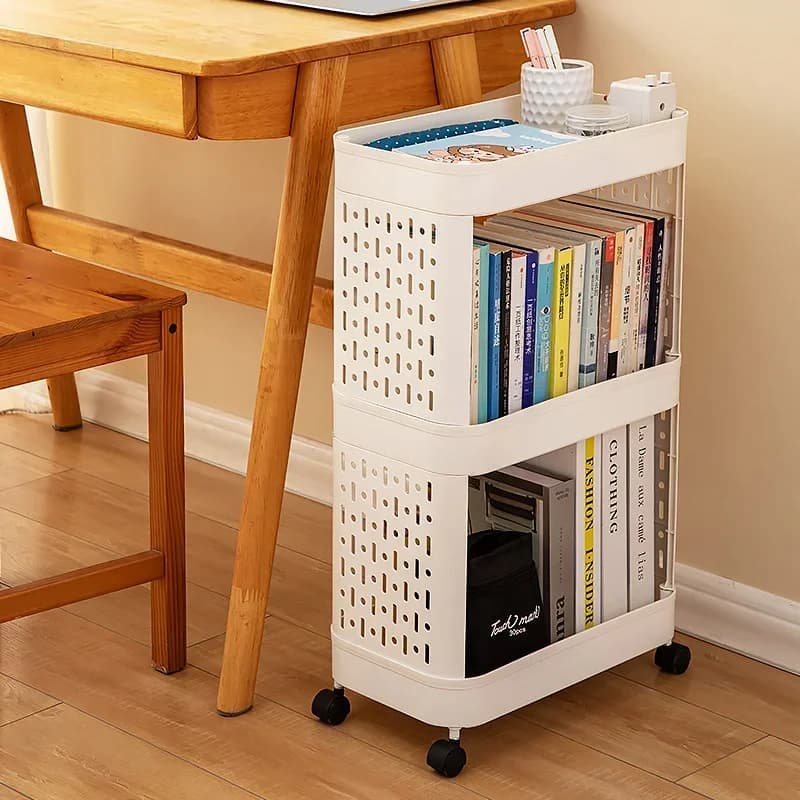 Scaffali compatti sotto la scrivania Organizzatore mobile per libri e snack Sistema di scaffali rotanti per riporre la cameretta dei bambini salvaspazio